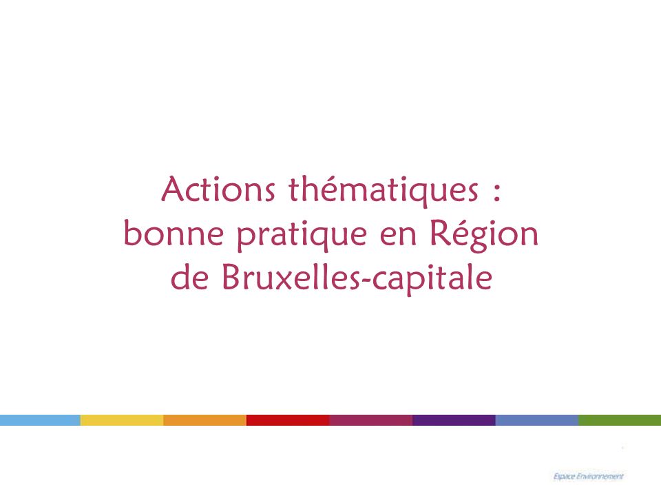 Actions thématiques : bonne pratique en Région de Bruxelles-capitale