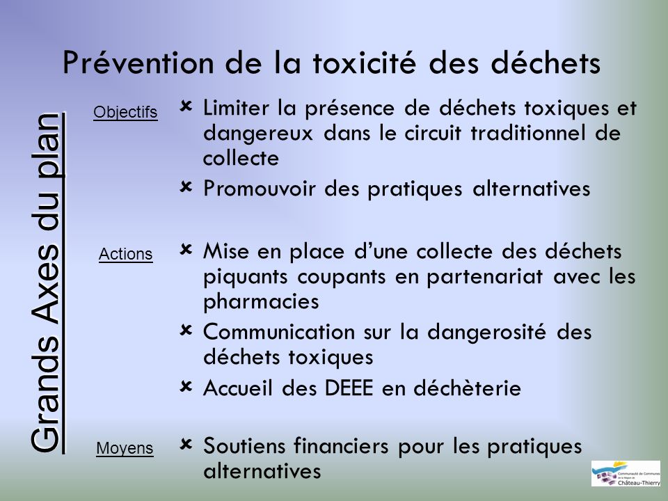 Prévention de la toxicité des déchets