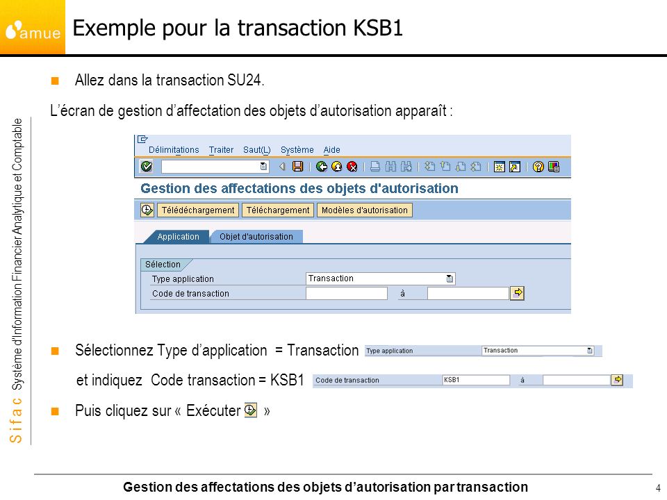 Exemple pour la transaction KSB1