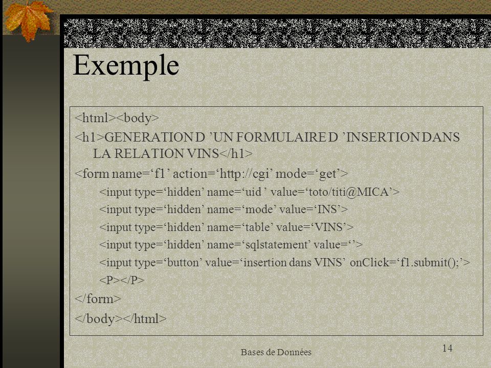 Exemple <html><body>