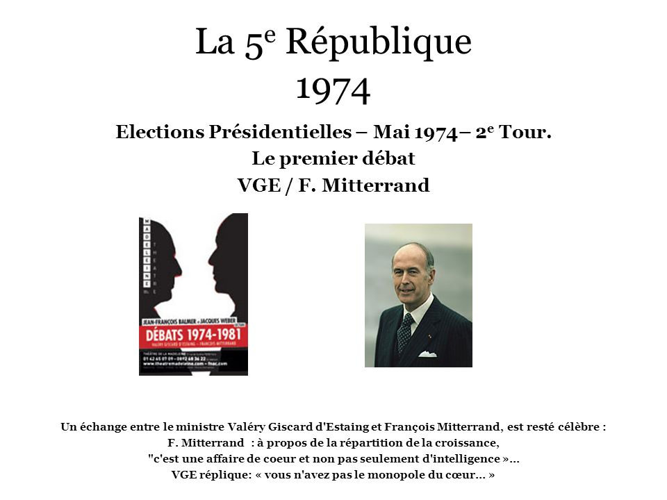 La 5e République 1974 Elections Présidentielles – Mai 1974– 2e Tour.