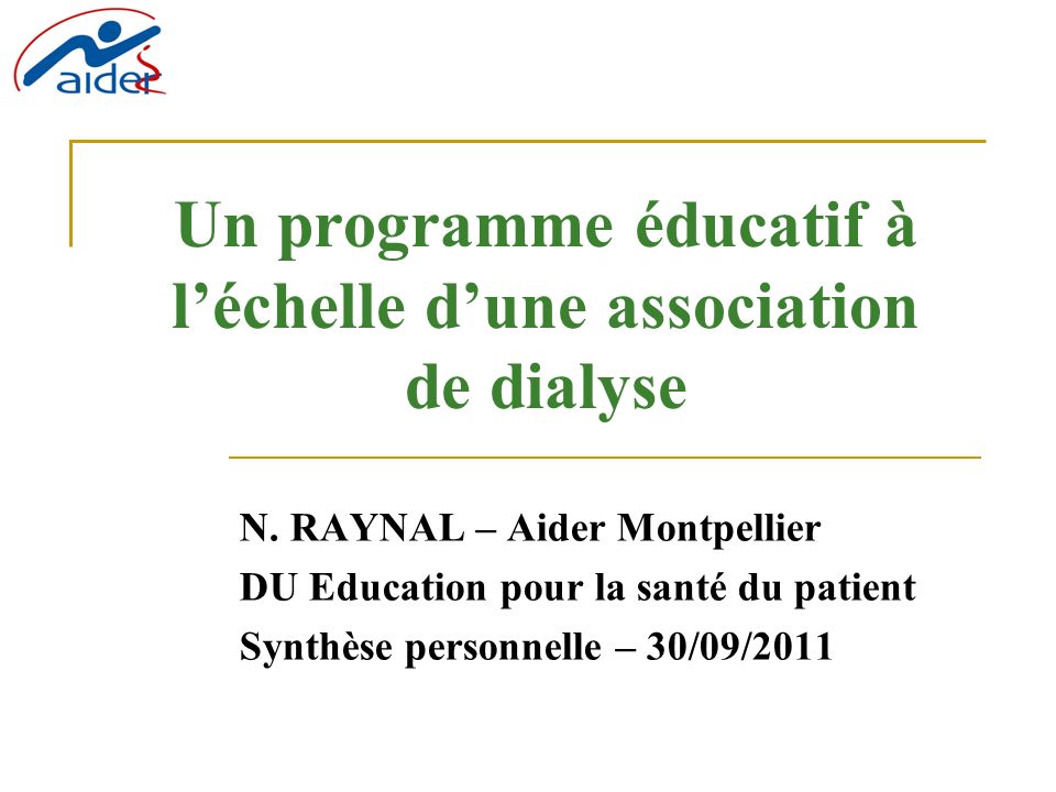 Un programme éducatif à l’échelle d’une association de dialyse