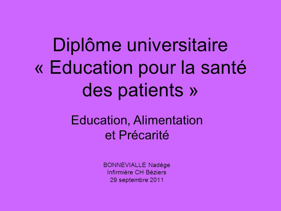 Diplôme universitaire « Education pour la santé des patients »