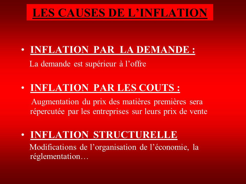 LES CAUSES DE L’INFLATION
