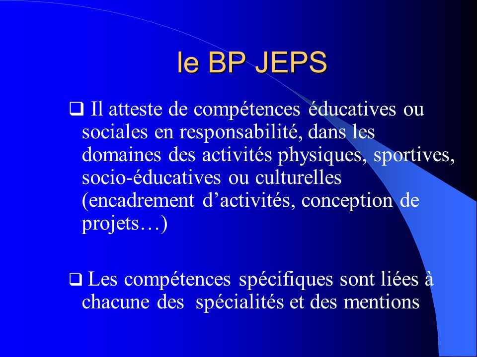 le BP JEPS