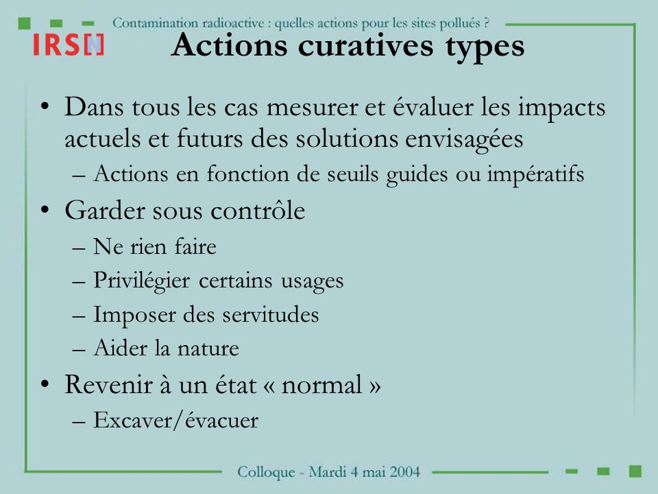 Actions curatives types
