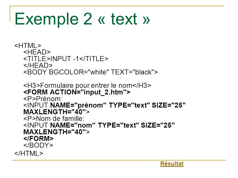 Exemple 2 « text »