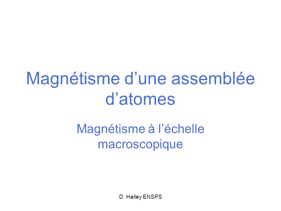 Magnétisme d’une assemblée d’atomes