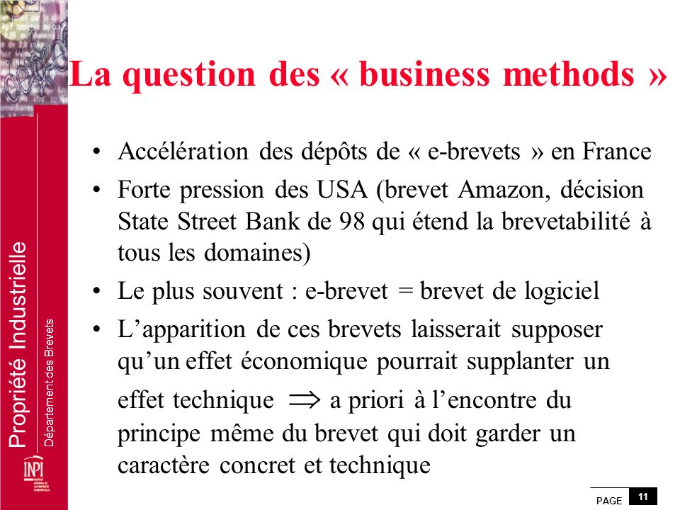 La question des « business methods »