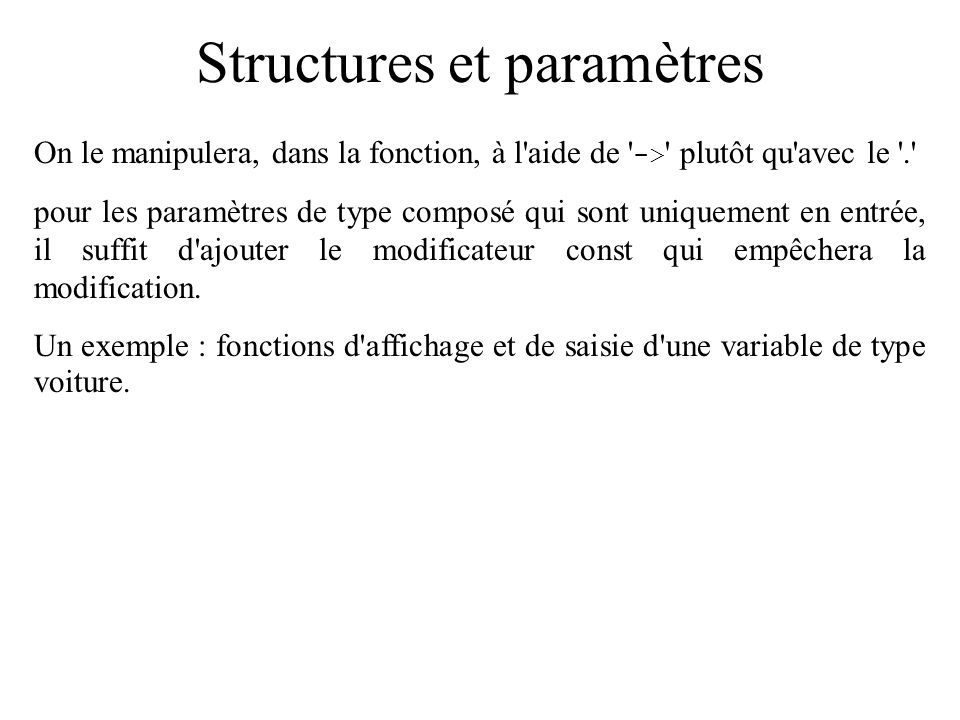 Structures et paramètres