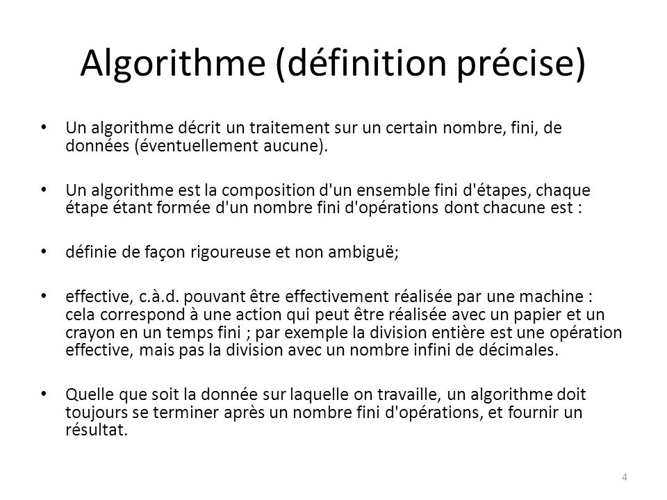 Algorithme (définition précise)