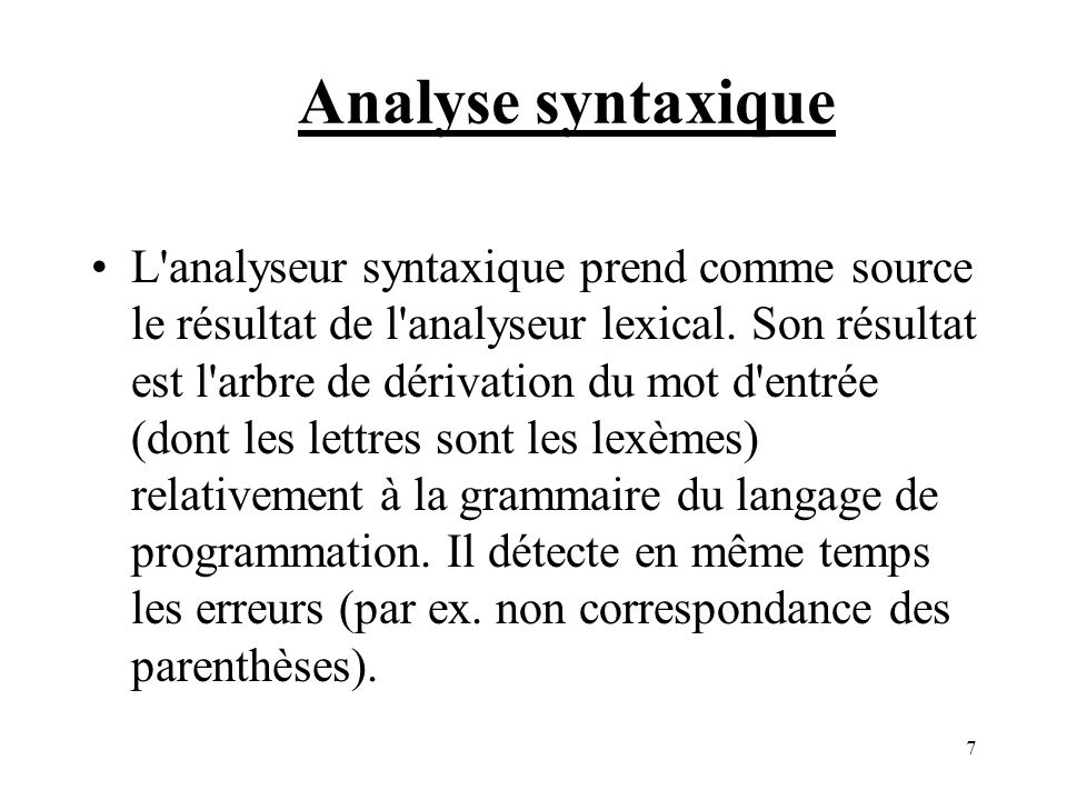 Analyse syntaxique