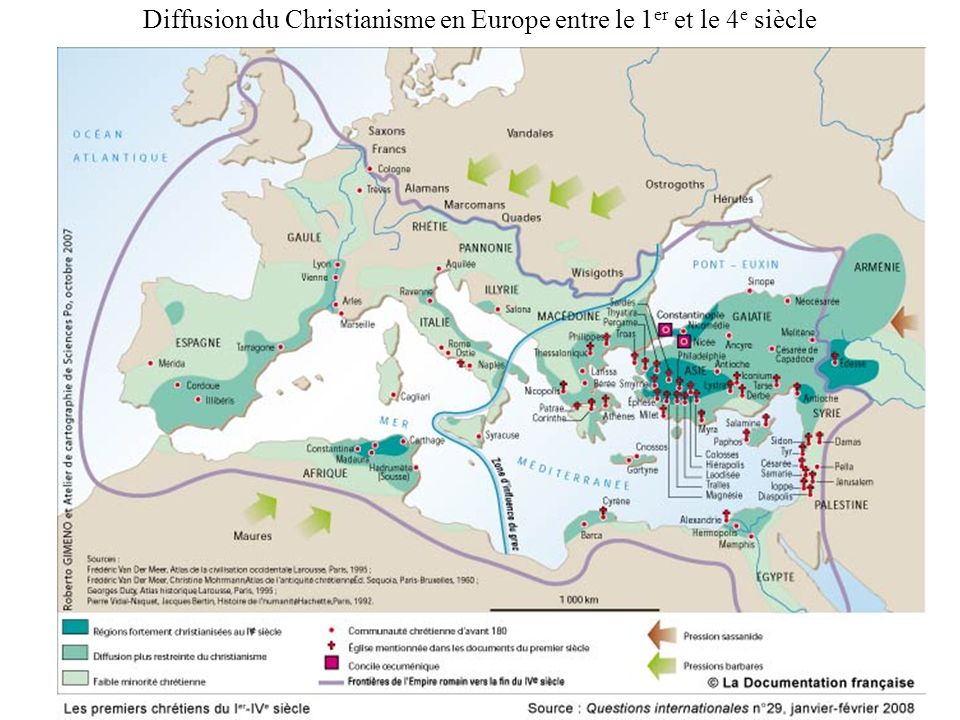 Diffusion du Christianisme en Europe entre le 1er et le 4e siècle