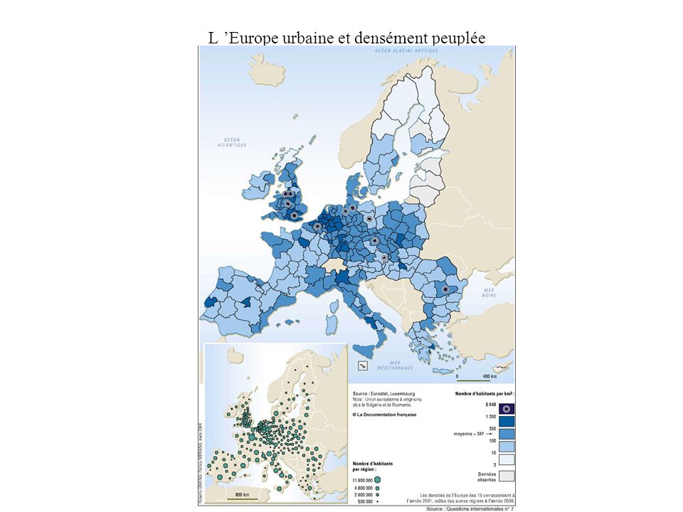 L ’Europe urbaine et densément peuplée