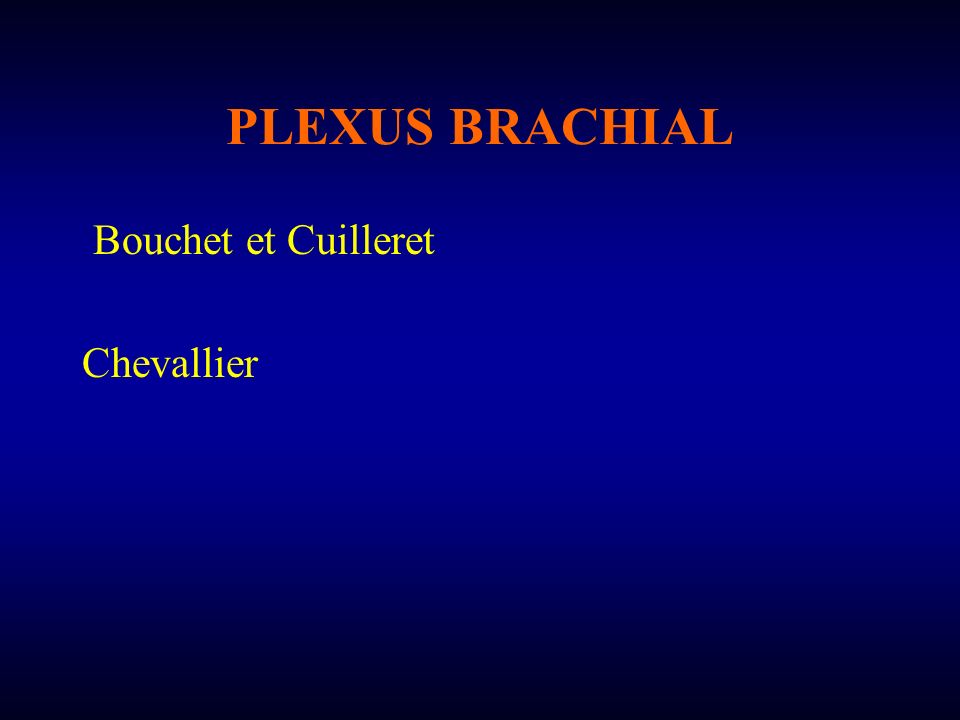 PLEXUS BRACHIAL Bouchet et Cuilleret Chevallier