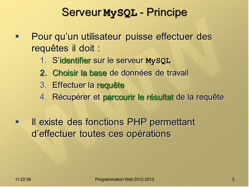 Serveur MySQL - Principe