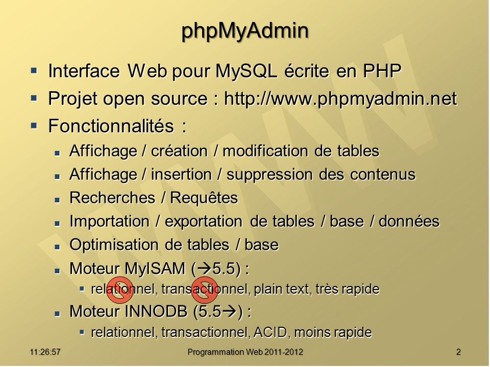 phpMyAdmin Interface Web pour MySQL écrite en PHP