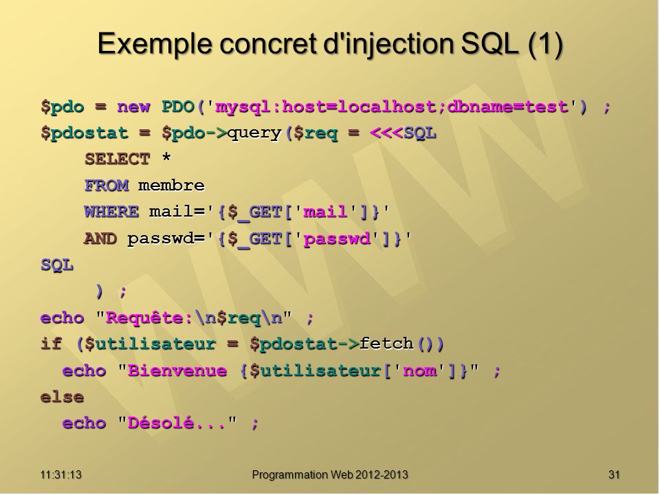 Exemple concret d injection SQL (1)