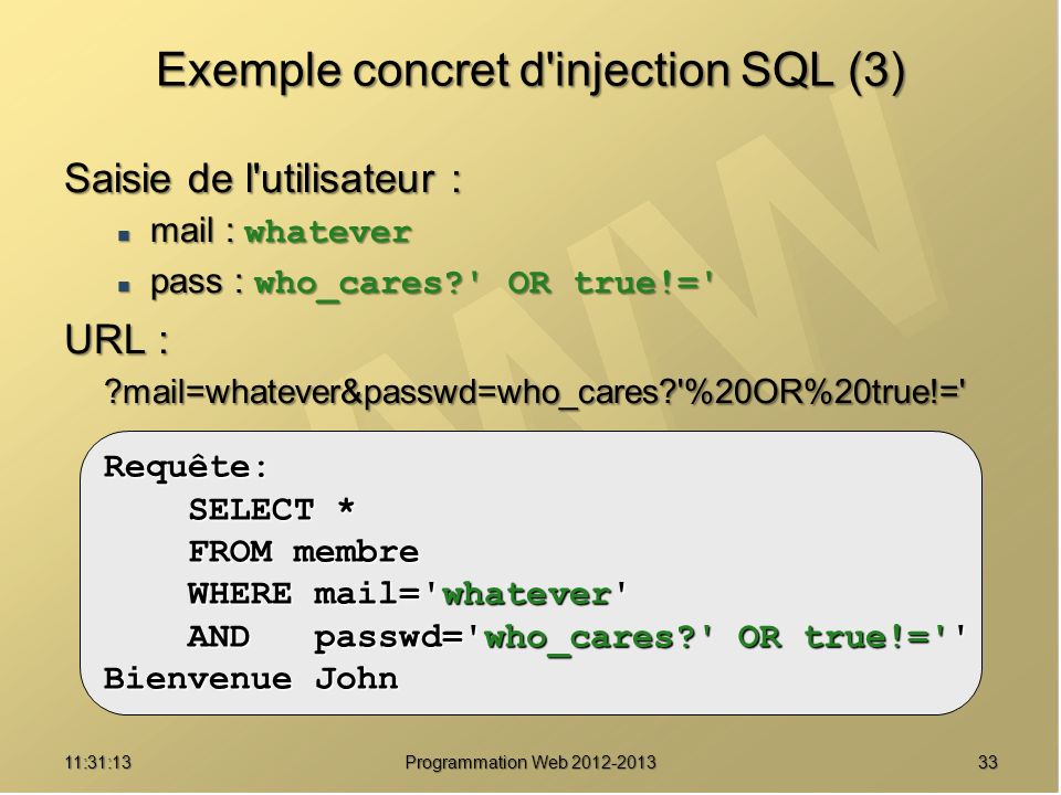 Exemple concret d injection SQL (3)