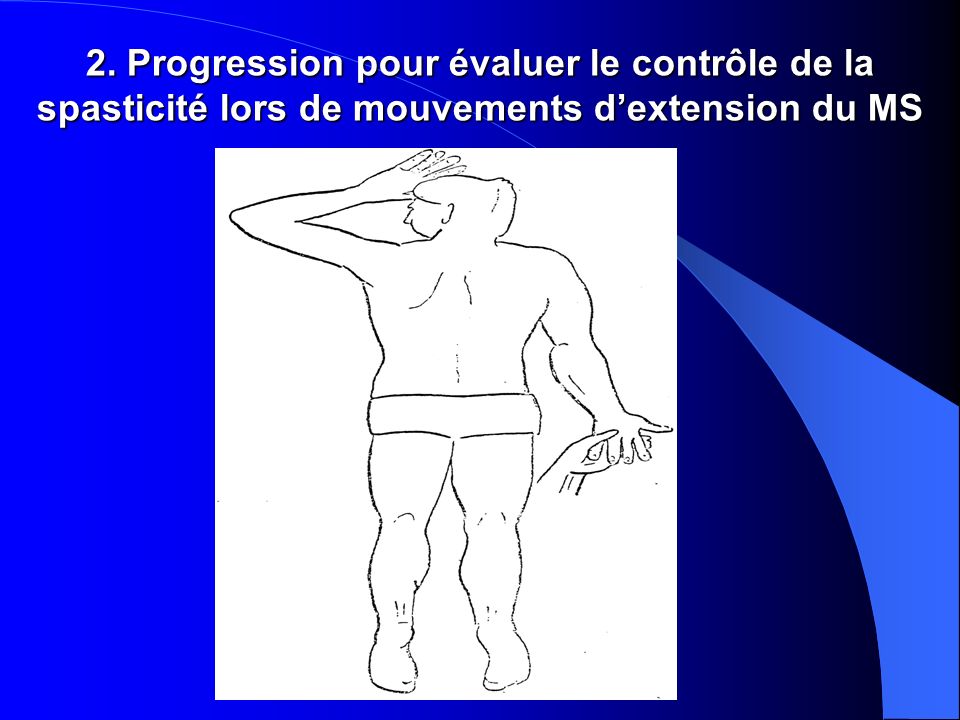 2. Progression pour évaluer le contrôle de la spasticité lors de mouvements d’extension du MS