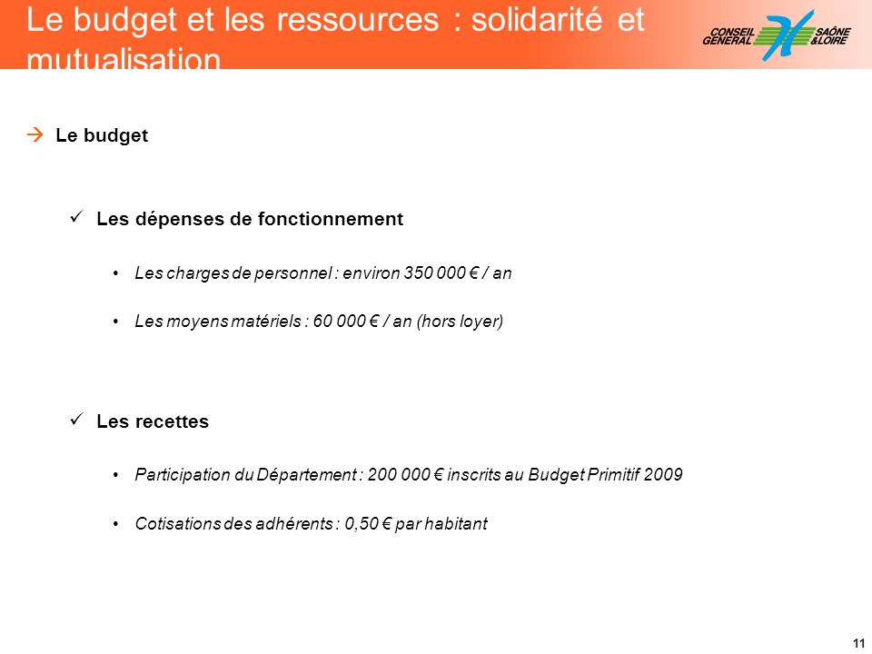 Le budget et les ressources : solidarité et mutualisation