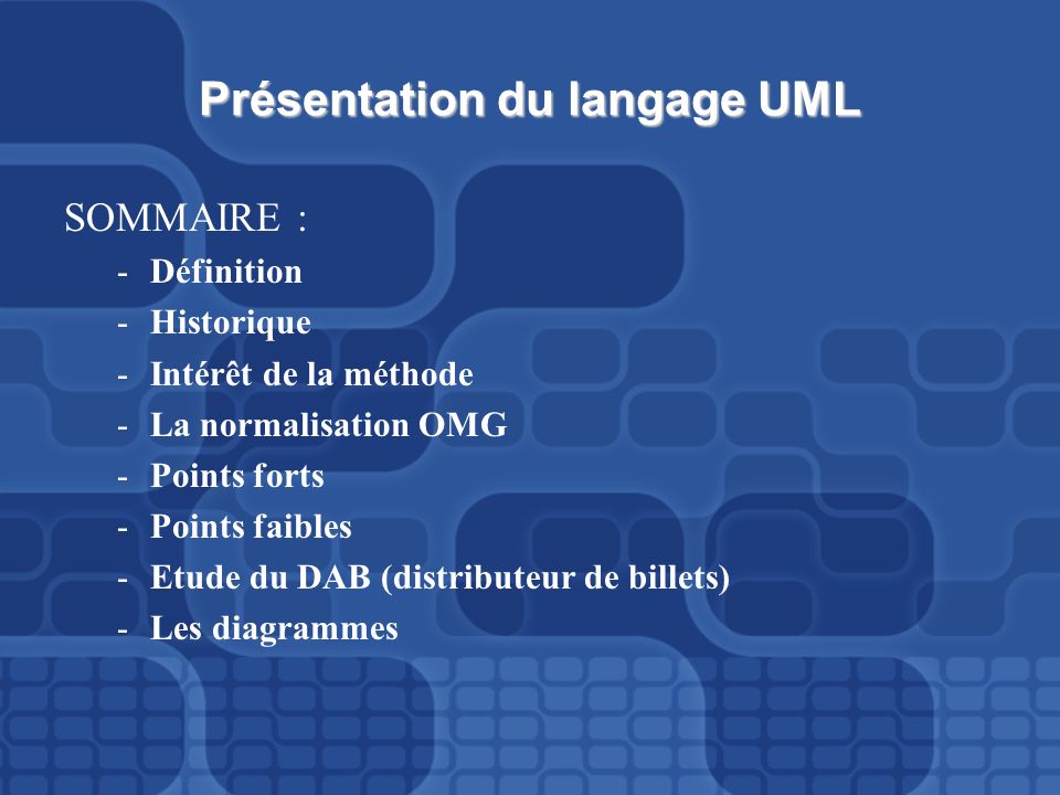 Présentation du langage UML