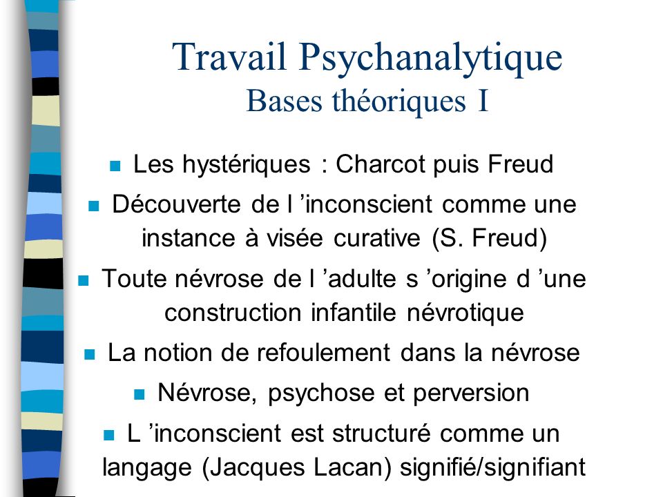 Travail Psychanalytique Bases théoriques I