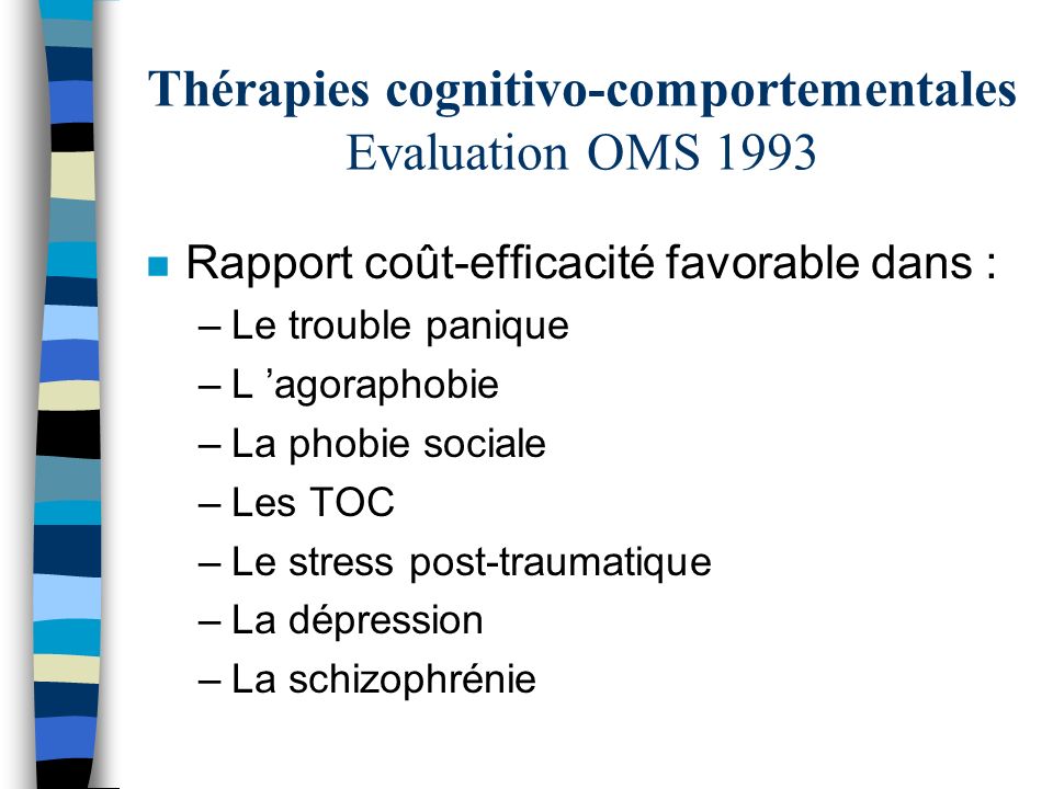 Thérapies cognitivo-comportementales Evaluation OMS 1993