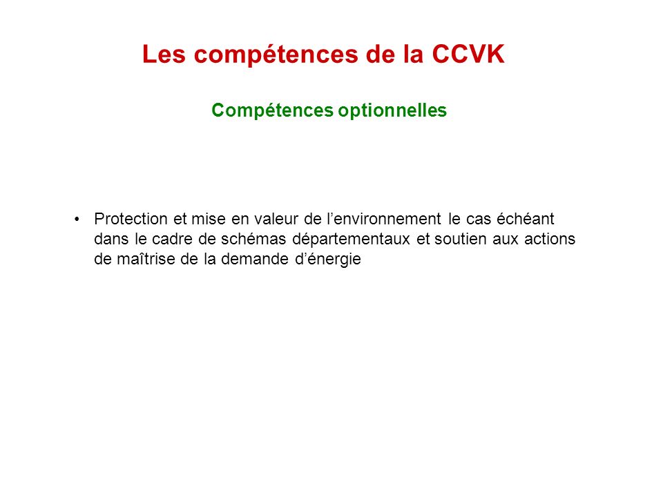 Les compétences de la CCVK