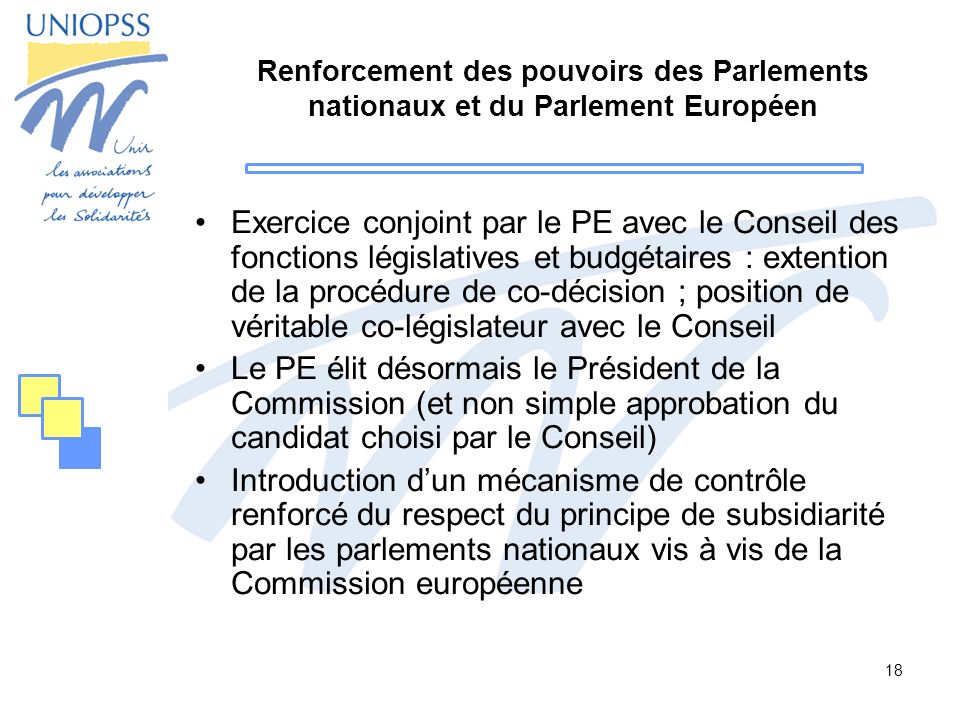 Renforcement des pouvoirs des Parlements nationaux et du Parlement Européen