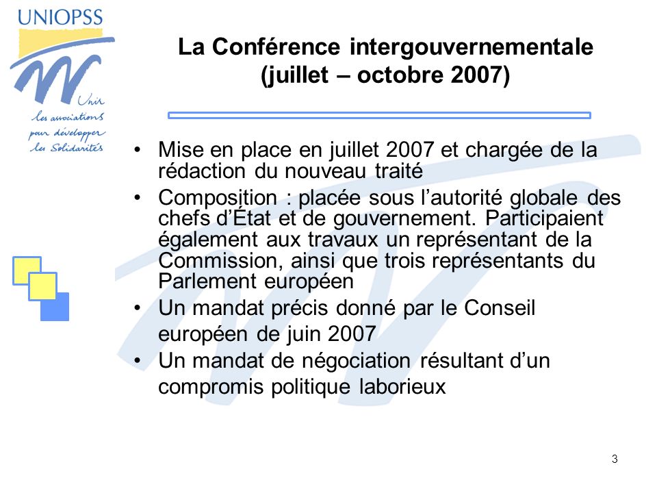 La Conférence intergouvernementale (juillet – octobre 2007)