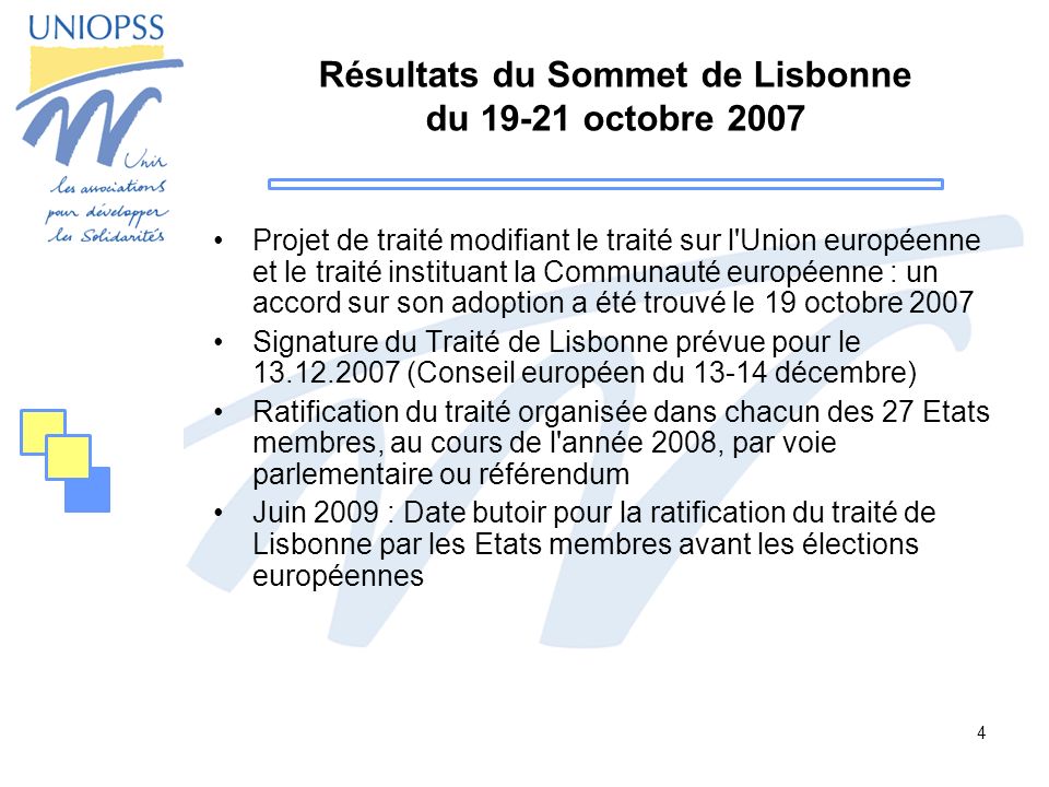 Résultats du Sommet de Lisbonne du octobre 2007