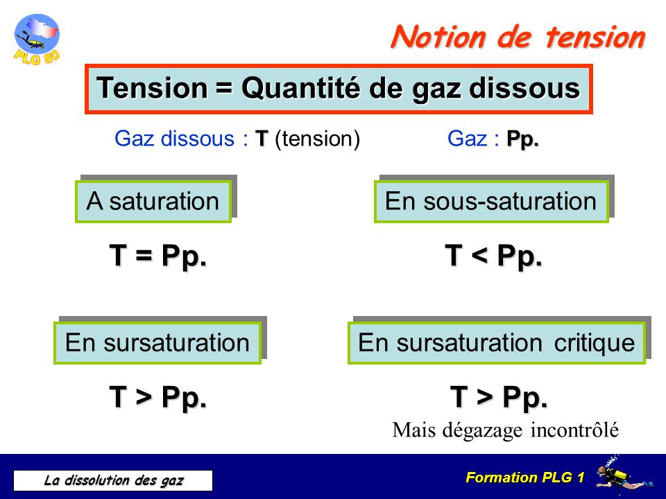 Tension = Quantité de gaz dissous