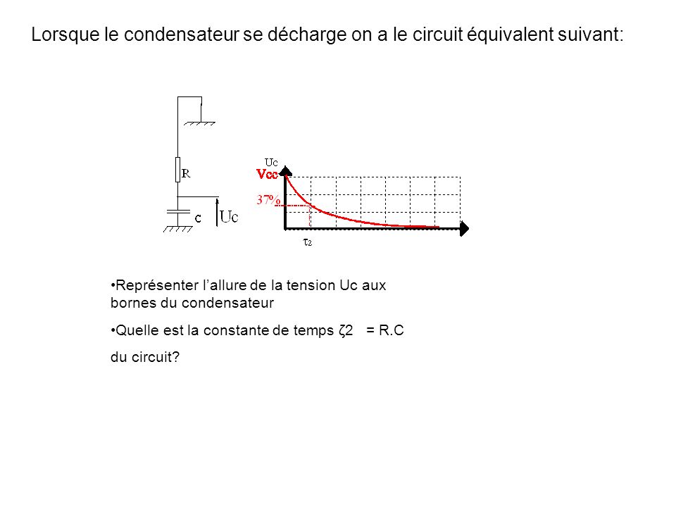 Lorsque le condensateur se décharge on a le circuit équivalent suivant: