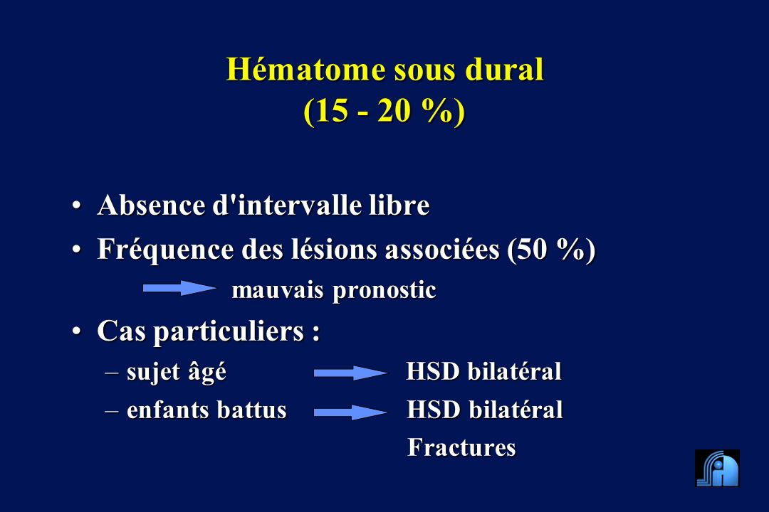 Hématome sous dural ( %)