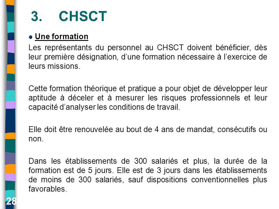 3. CHSCT Une formation.