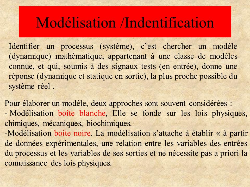 Modélisation /Indentification