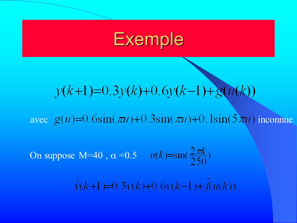 Exemple avec inconnue On suppose M=40 , a =0.5