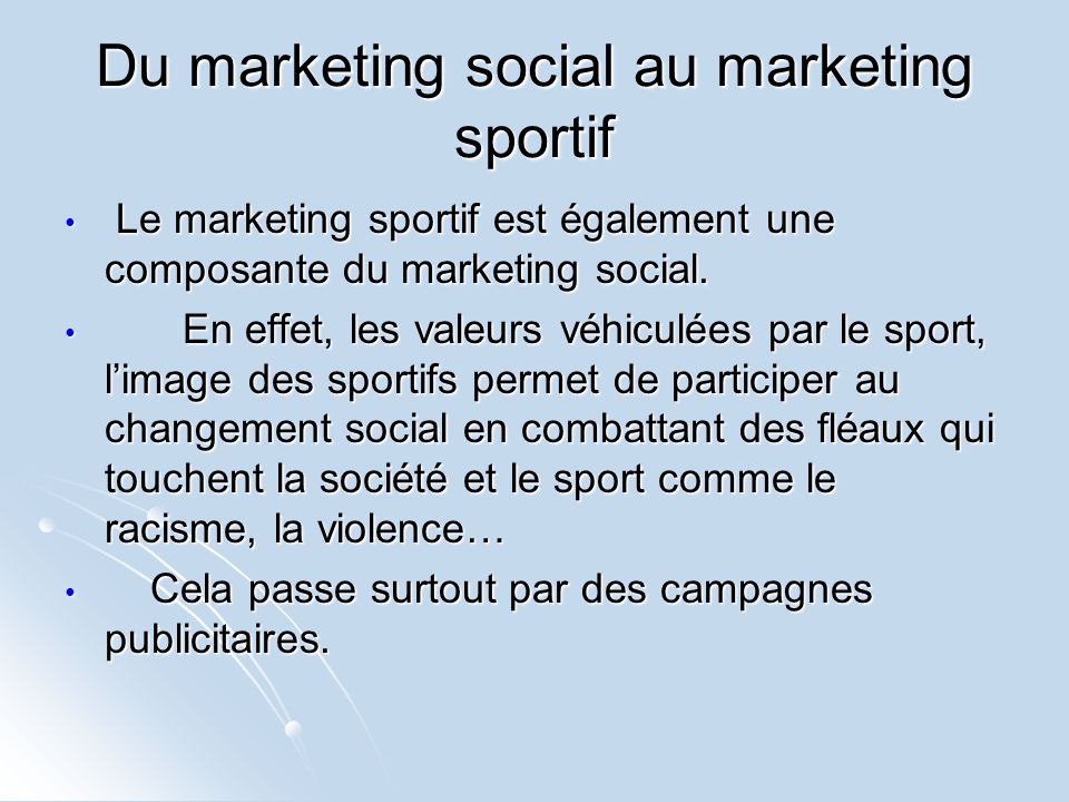 Du marketing social au marketing sportif