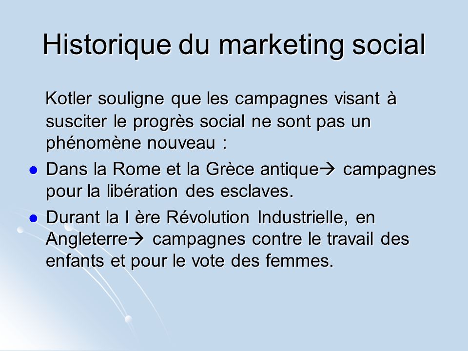 Historique du marketing social
