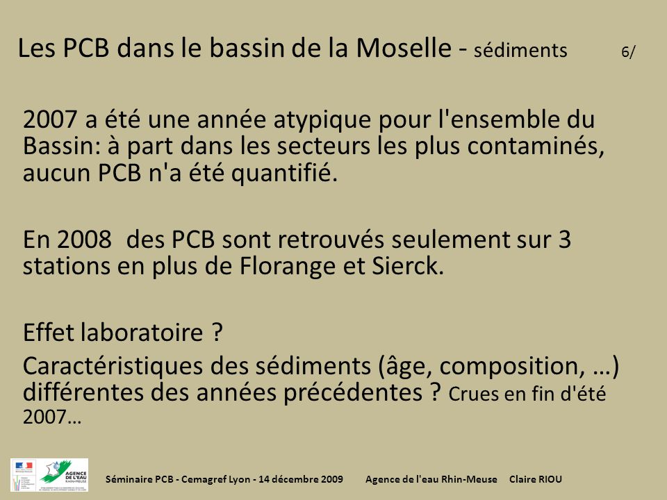 Les PCB dans le bassin de la Moselle - sédiments 6/