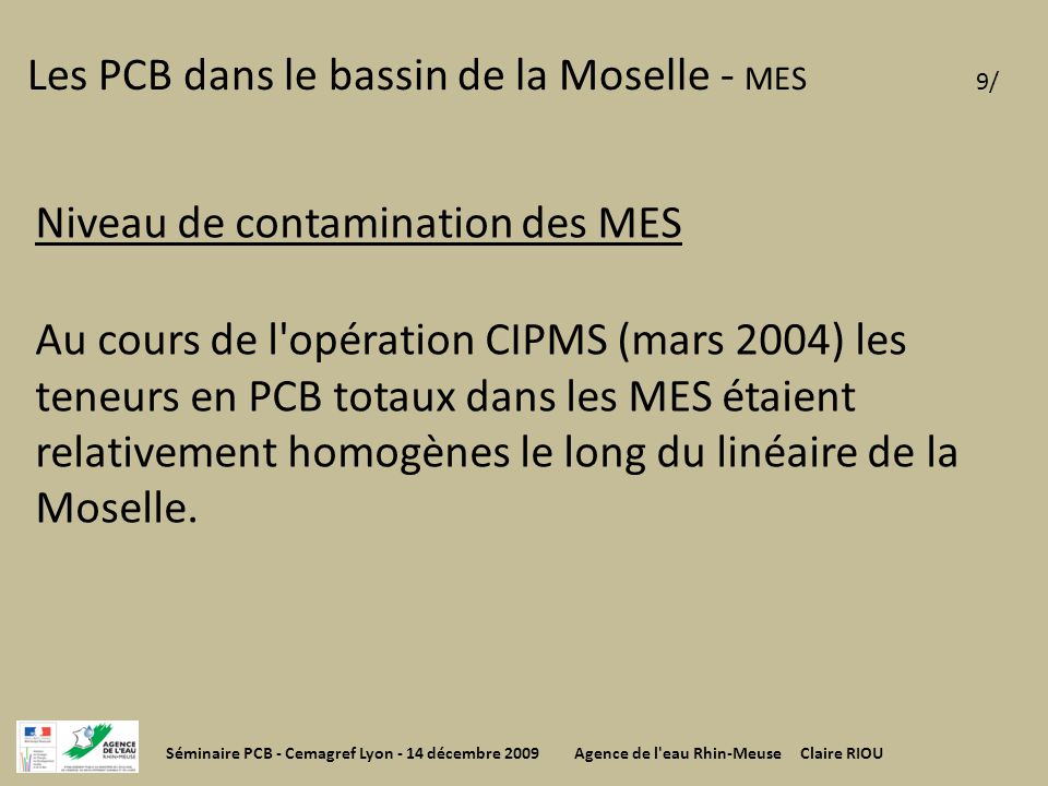 Les PCB dans le bassin de la Moselle - MES 9/