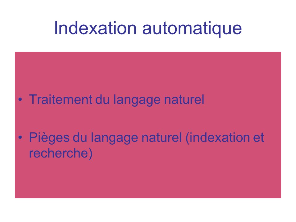 Indexation automatique