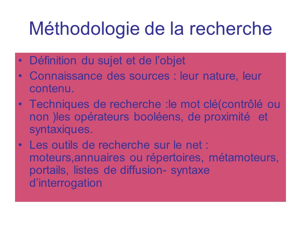 Méthodologie de la recherche
