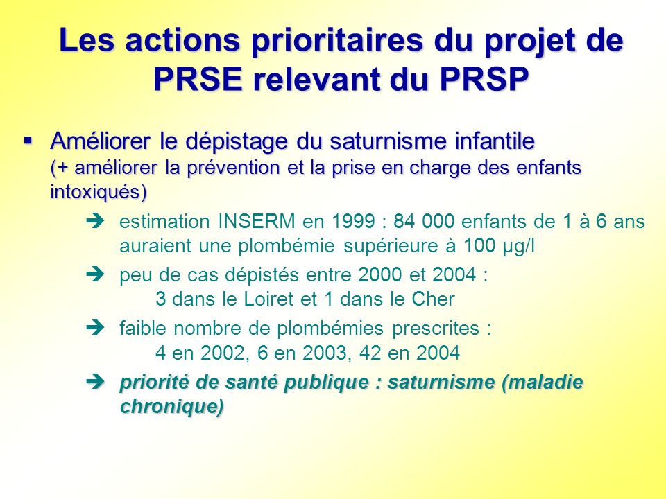 Les actions prioritaires du projet de PRSE relevant du PRSP