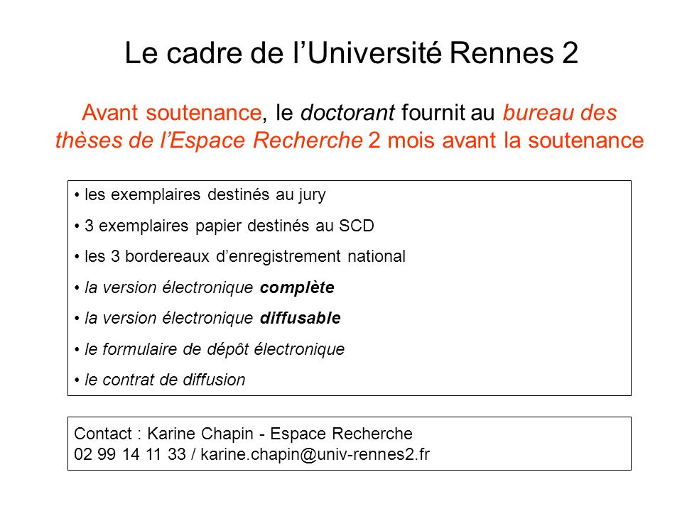 Le cadre de l’Université Rennes 2