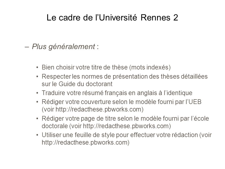 Le cadre de l’Université Rennes 2
