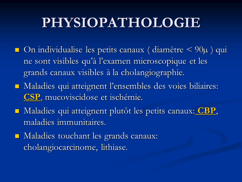 PHYSIOPATHOLOGIE