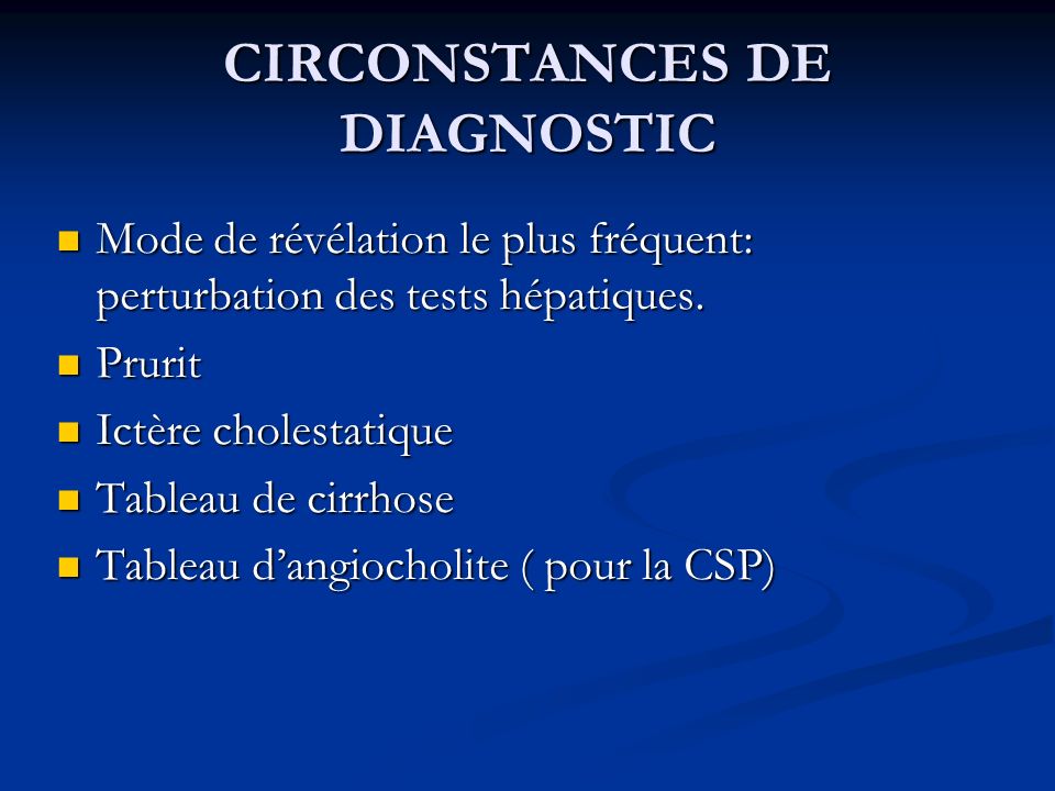CIRCONSTANCES DE DIAGNOSTIC