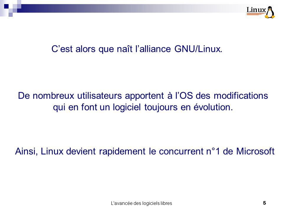 C’est alors que naît l’alliance GNU/Linux.